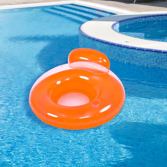 Pool Central 4ft. Orange Inflatable Inner Tube Pool Float with Backrest